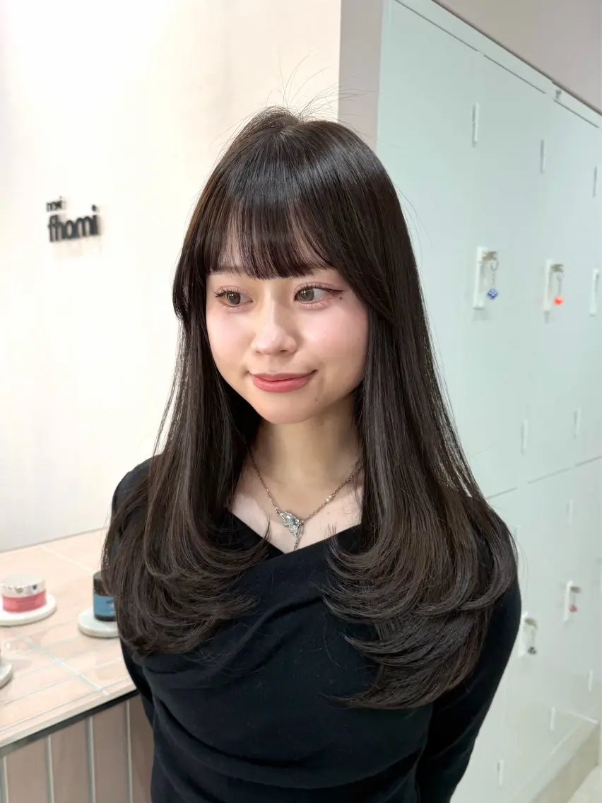 ロング カラー カット ヘアカラー トリートメント オリーブ🌿レイヤー 🫧HIMARI🌻のヘアスタイル