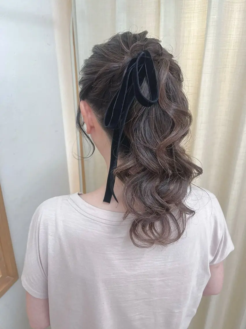 ロング ヘアアレンジ ポニーテール ヘアセット 参列♡デートゆるふわ ヘアメイク🎀みゆうのヘアスタイル