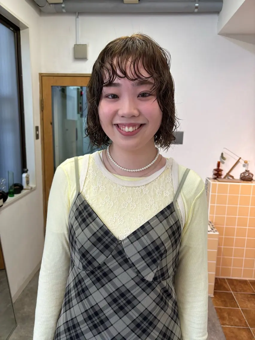 ショート カラー パーマ カット パーマ sakura🌸 レイヤー/韓国ヘアのヘアスタイル