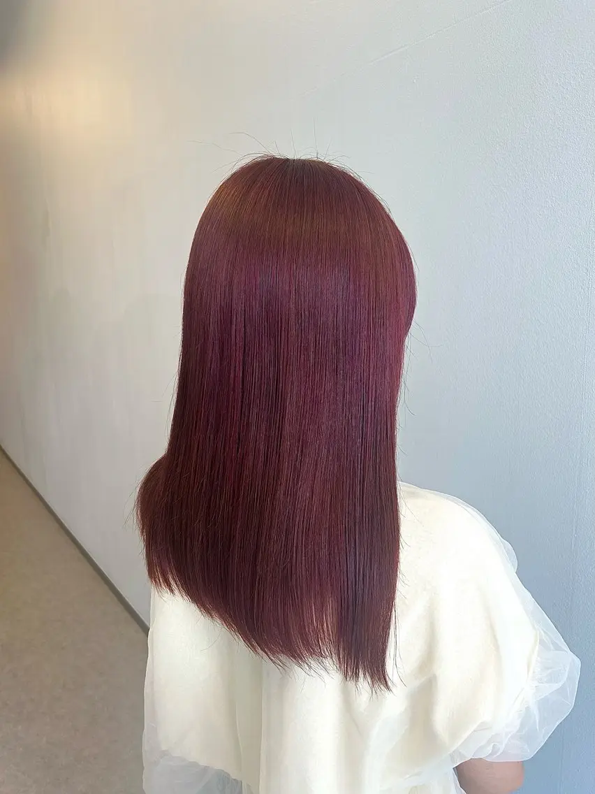 ロング カラー レッドカラー 透明感カラー☁️岩永 侑奈のヘアスタイル
