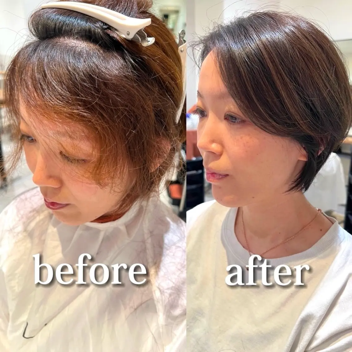 ショート 縮毛矯正 髪質改善／大阪梅田 山本至佑のヘアスタイル