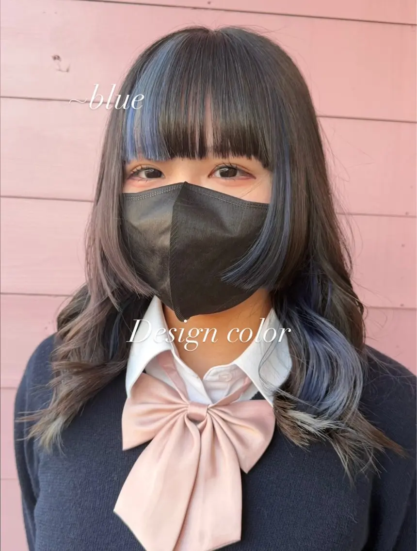 ミディアム カラー ブルーカラー デザインカラー カット ヘアカラー トリートメント 透明感/レイヤー/ 縮毛矯正/ほのか🍪のヘアスタイル