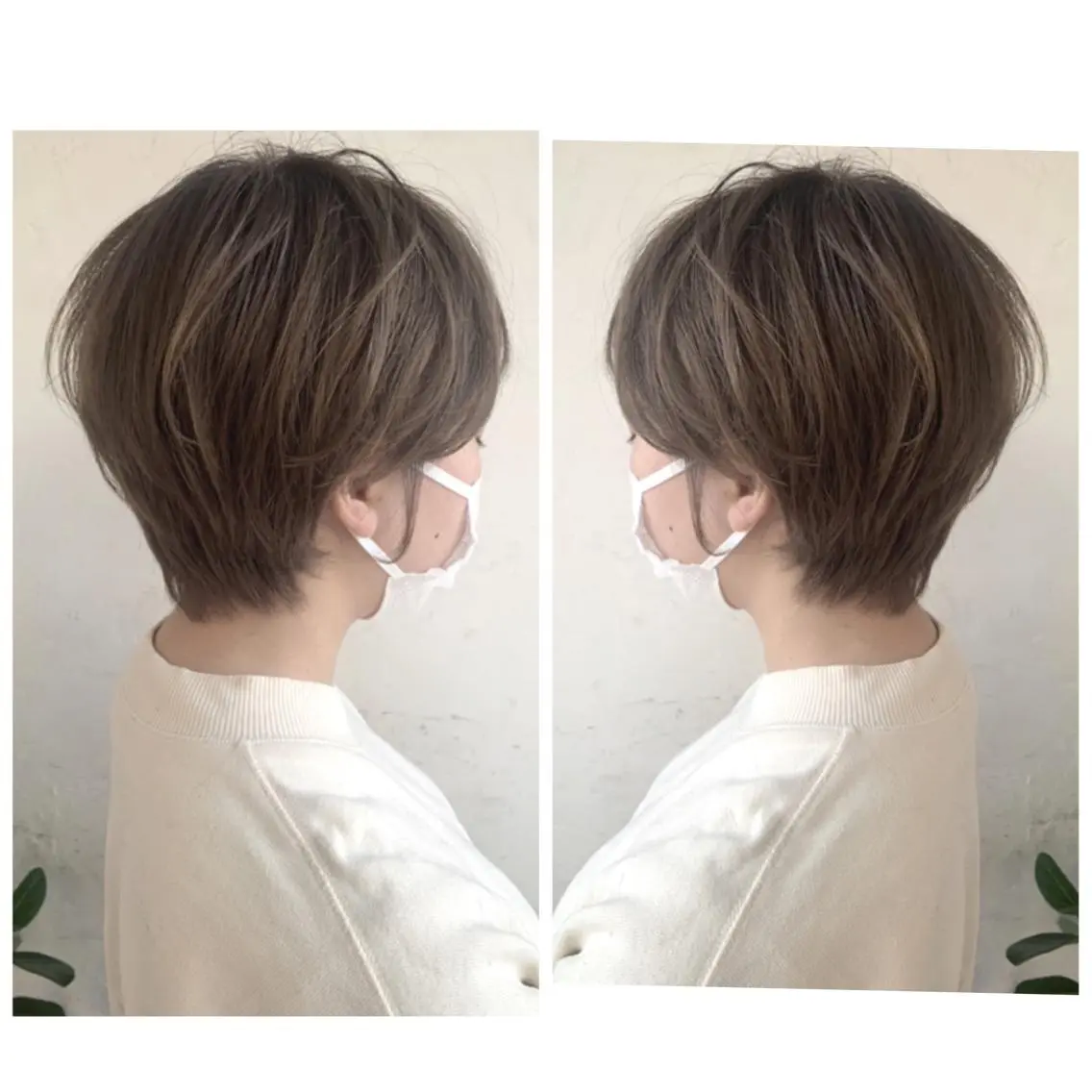 ショート カラー バレイヤージュ ブラウンカラー ココアブラウン デザインカラー グラデーションカラー カット ヘアカラー 京都大人女性ショート 徒歩1分/秋山のヘアスタイル