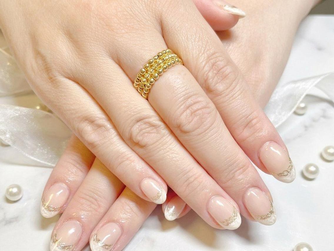 ネイル ゴールド レース ハンドネイル Lili Nail Studio西荻窪店のネイルデザイン