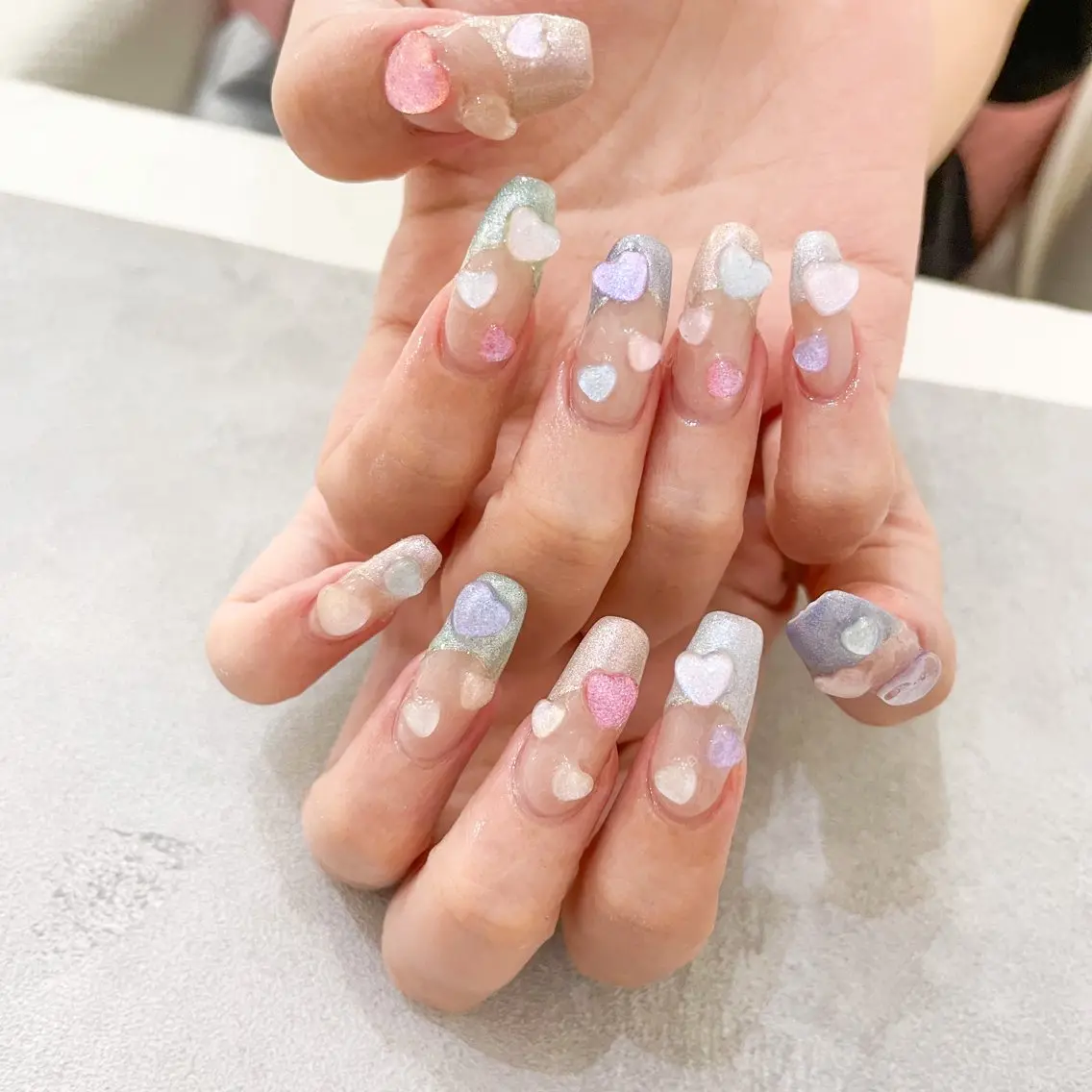 ネイル ハンドネイル ゴテゴテ💙ワンホン リオナのネイルデザイン