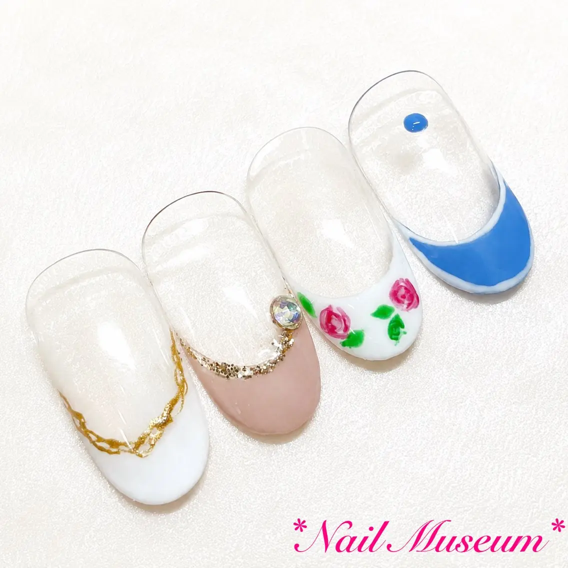 ネイル アートネイル ブルー フレンチネイル ジェルネイル オフィスネイル ハンドネイル nailmuseum KAMATARIのネイルデザイン