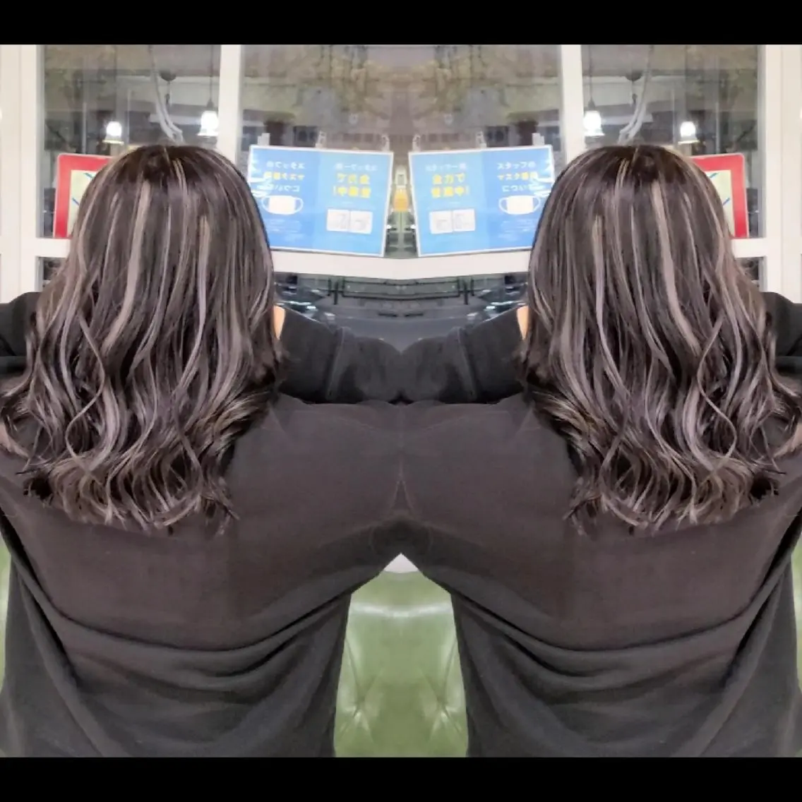ミディアム カラー アッシュ アッシュグレー バレイヤージュ ベージュカラー ブリーチ ヘアカラー バレイヤージュ/ ハイライト/大内格のヘアスタイル