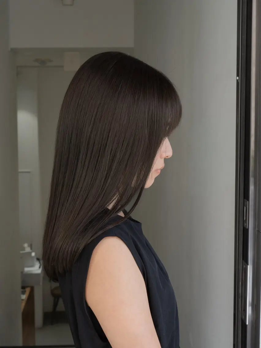ミディアム カラー ブリーチ 透明感カラー ブリーチなしカラー レイヤーカット 酸性ストレート カット ヘアカラー 縮毛矯正 navile原宿 yumaのヘアスタイル