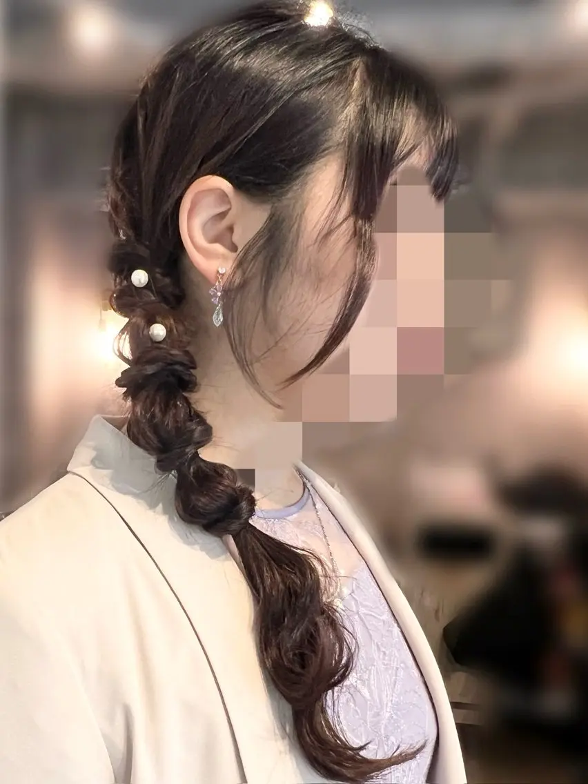 ロング ヘアアレンジ 編みこみ ヘアセット 神田 桃歌のヘアスタイル