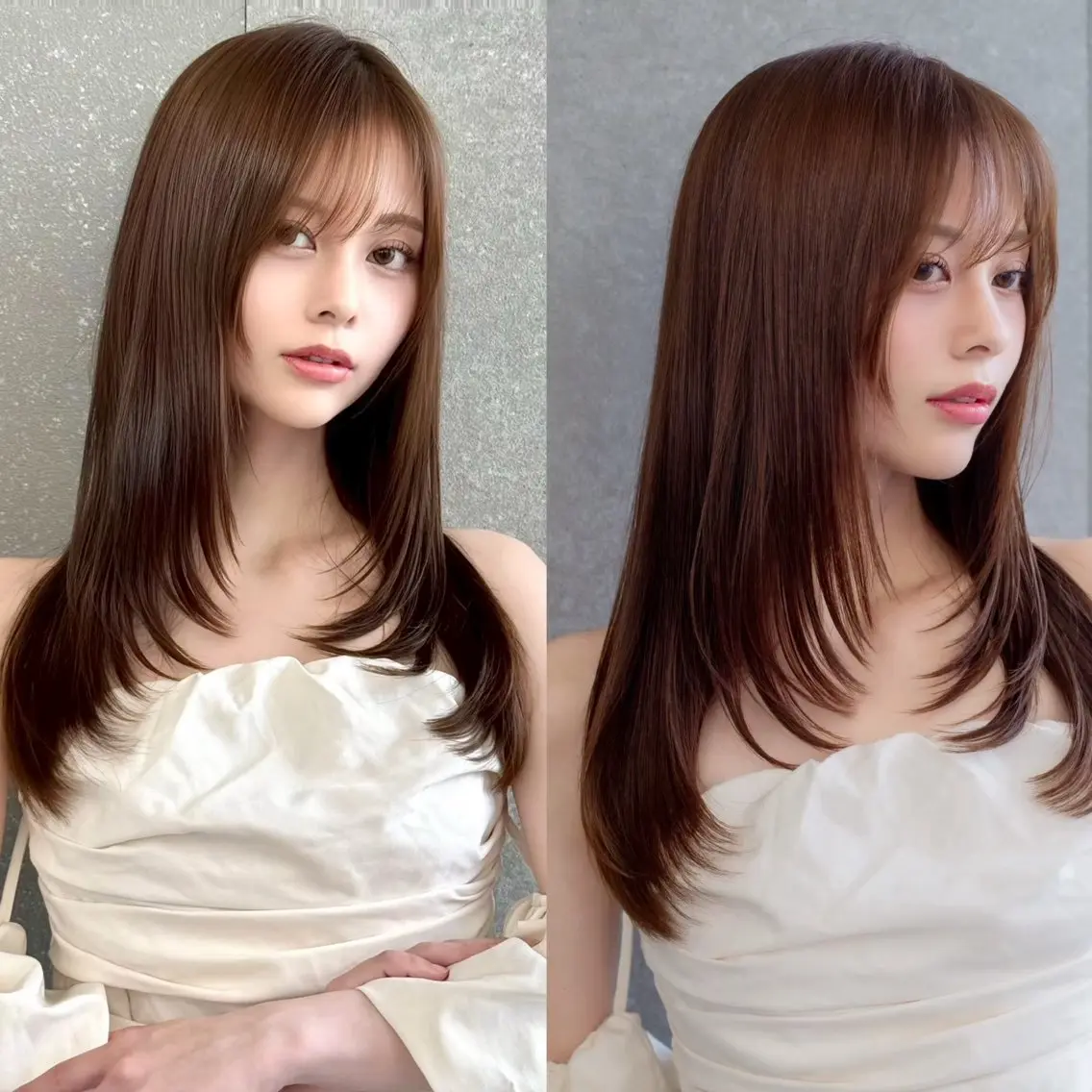 ロング カラー ロングレイヤー ブラウンカラー ナチュラルブラウン 韓国風ヘア レイヤーカット カット ヘアカラー トリートメント レイヤー/艶感カラー /メンズ/KOSEIのヘアスタイル