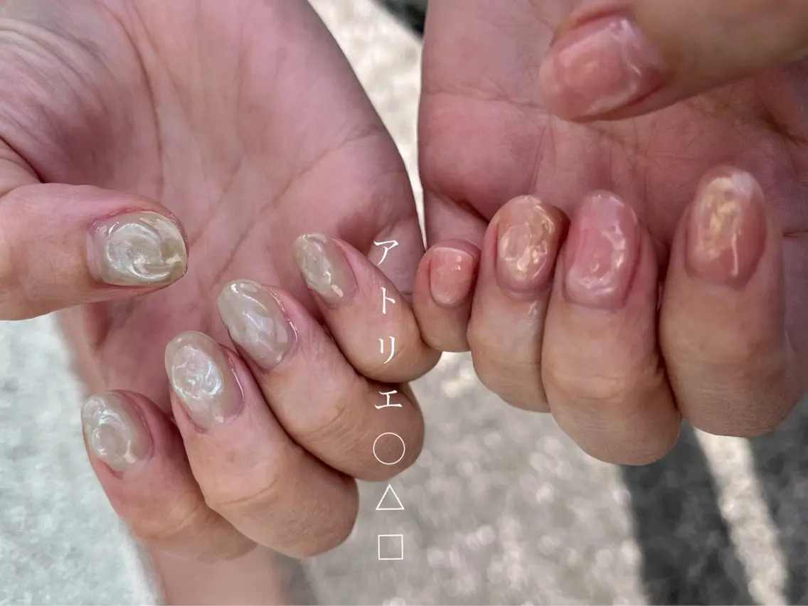 ネイル 氷ネイル・うるうるネイル ハンドネイル アトリエ ○△□のネイルデザイン