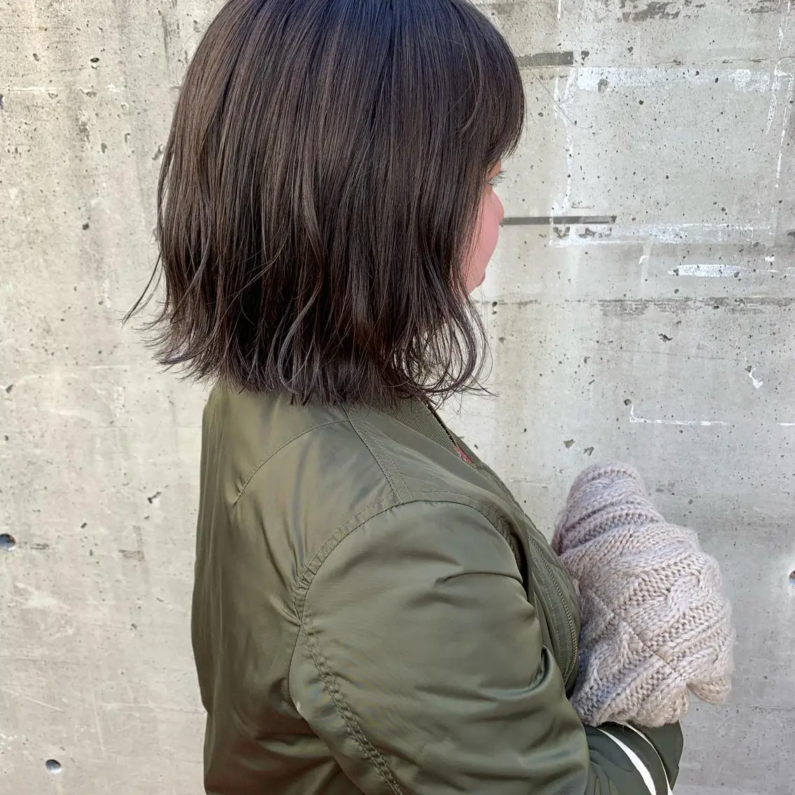 ミディアム カラー 切りっぱなしボブ ブリーチ 透明感カラー グレージュ ブリーチなしカラー マンツーマン美容師 立川　♡MIHO♡のヘアスタイル