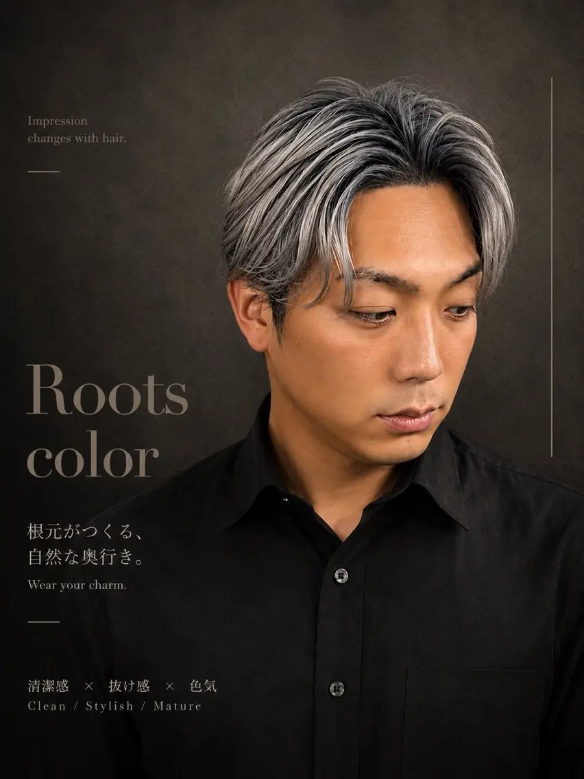 ミディアム カラー メンズ カット ヘアカラー メンズカラー支持率 No.1【心斎橋】のヘアスタイル