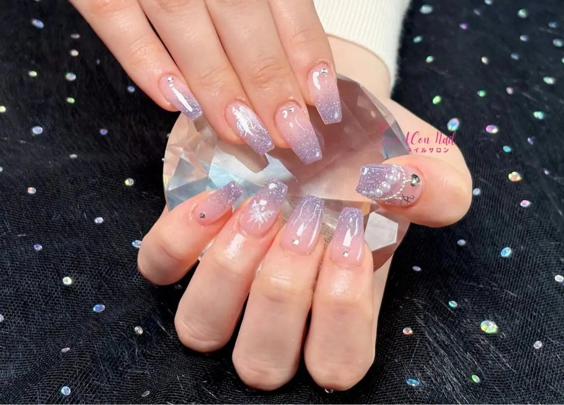ネイル 桜ネイル 長さ出し フラワーネイル フレンチネイル ジェルネイル ハンドネイル ACon NailSalonのネイルデザイン