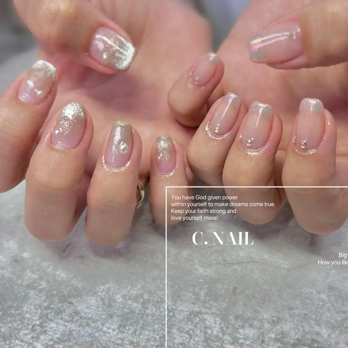 ネイル フットネイル フレンチネイル ジェルネイル キラキラネイル マグネットネイル C.Nail &Eyeのネイルデザイン
