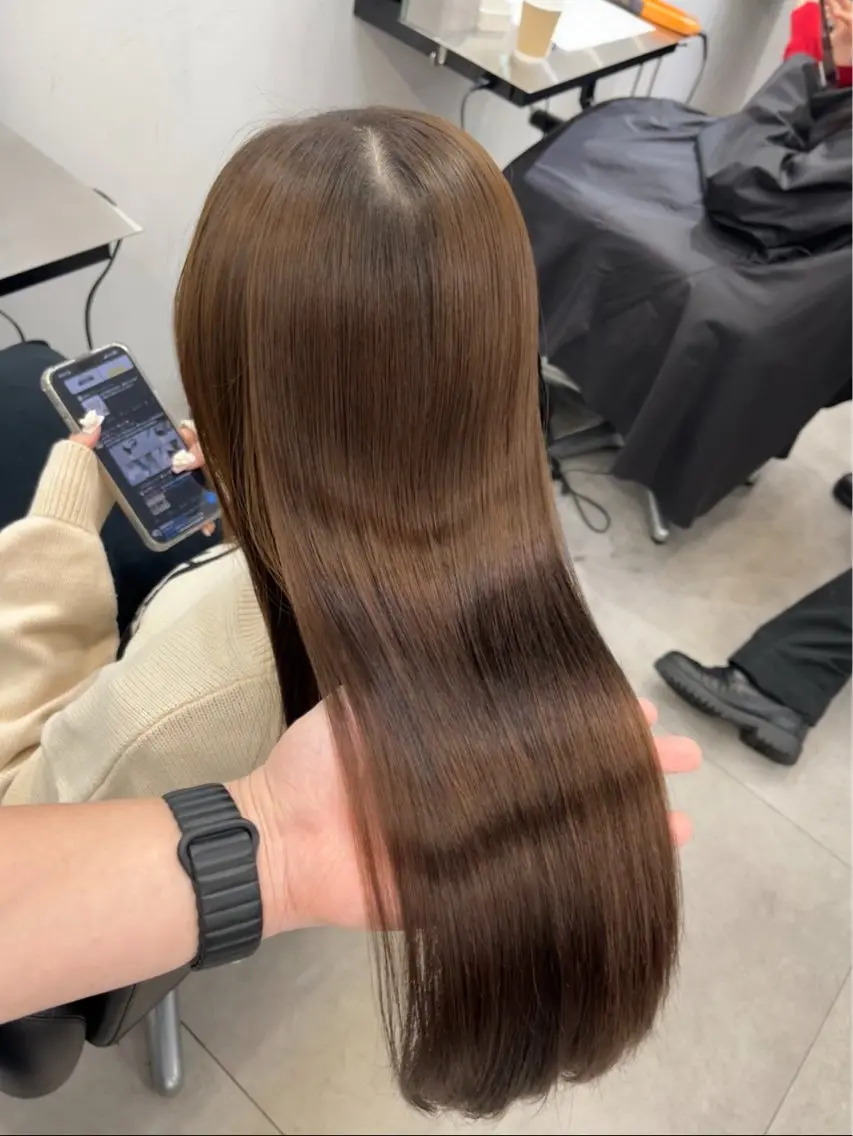 ロング カット ヘアカラー 縮毛矯正 トリートメント 髪質改善/縮毛矯正 梅田茶屋町/西尾祐作のヘアスタイル