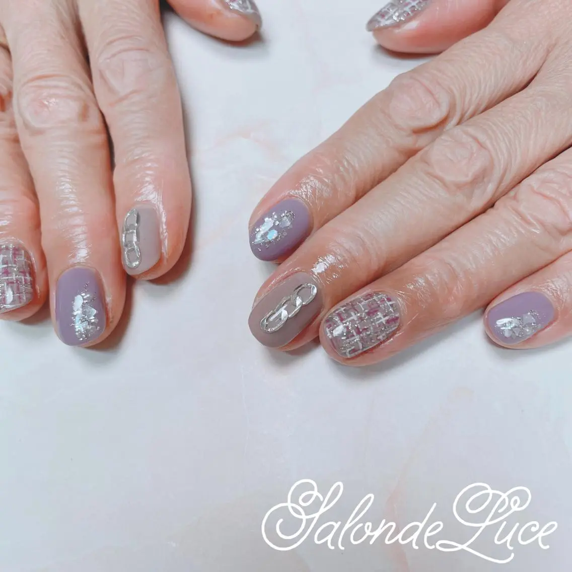 ネイル ツイードネイル ハンドネイル Salon de Luceのネイルデザイン