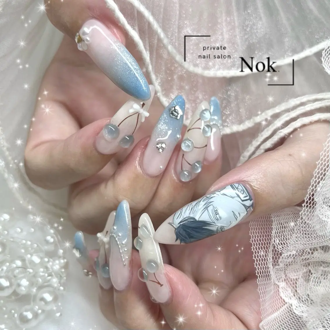 ネイル リボン ハンドネイル 池袋痛ネイル Nok. 渡辺のネイルデザイン