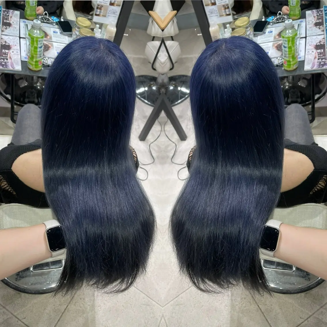 ロング カラー ブルーカラー ダブルカラー エクステ ヘアカラー 🦋美髪／エクステ 🦋アベイクミのヘアスタイル