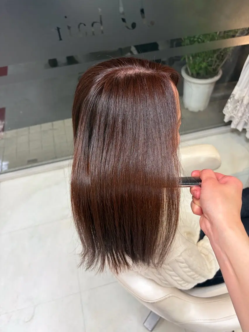 ミディアム 髪質改善 トリートメント カット ヘアカラー 藤本 麗夏のヘアスタイル