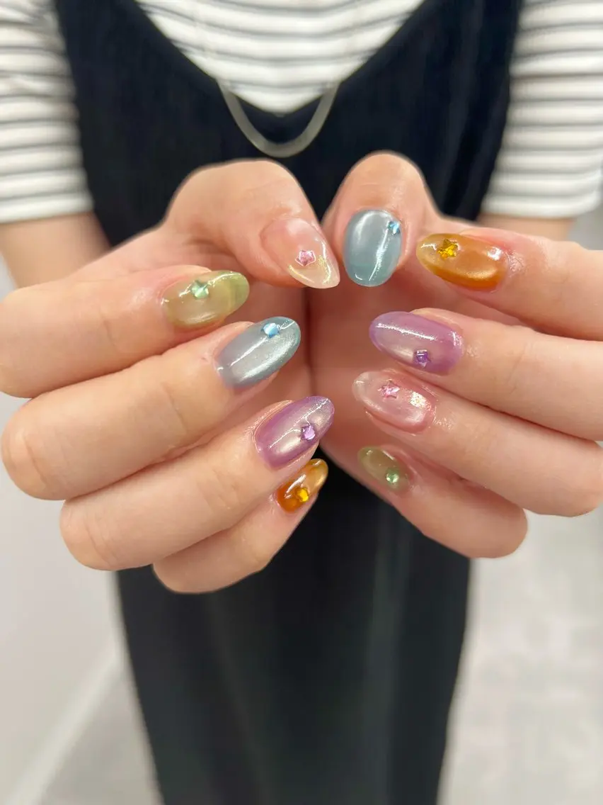 ネイル オーロラネイル ジェルネイル マグネットネイル ニュアンスネイル パラジェル ハンドネイル ハンドケア Bana_ Nailのネイルデザイン