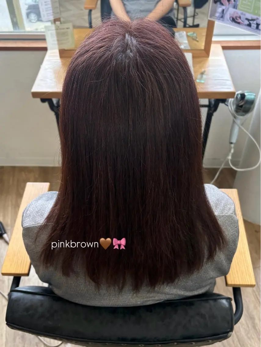 セミロング ピンクブラウン ヘアカラー 牧野 未来のヘアスタイル
