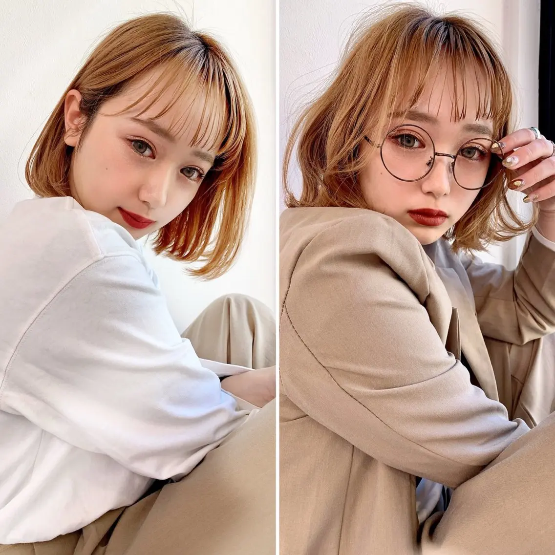 ロング カラー カット 韓国ベージュ🏹 YUTOのヘアスタイル