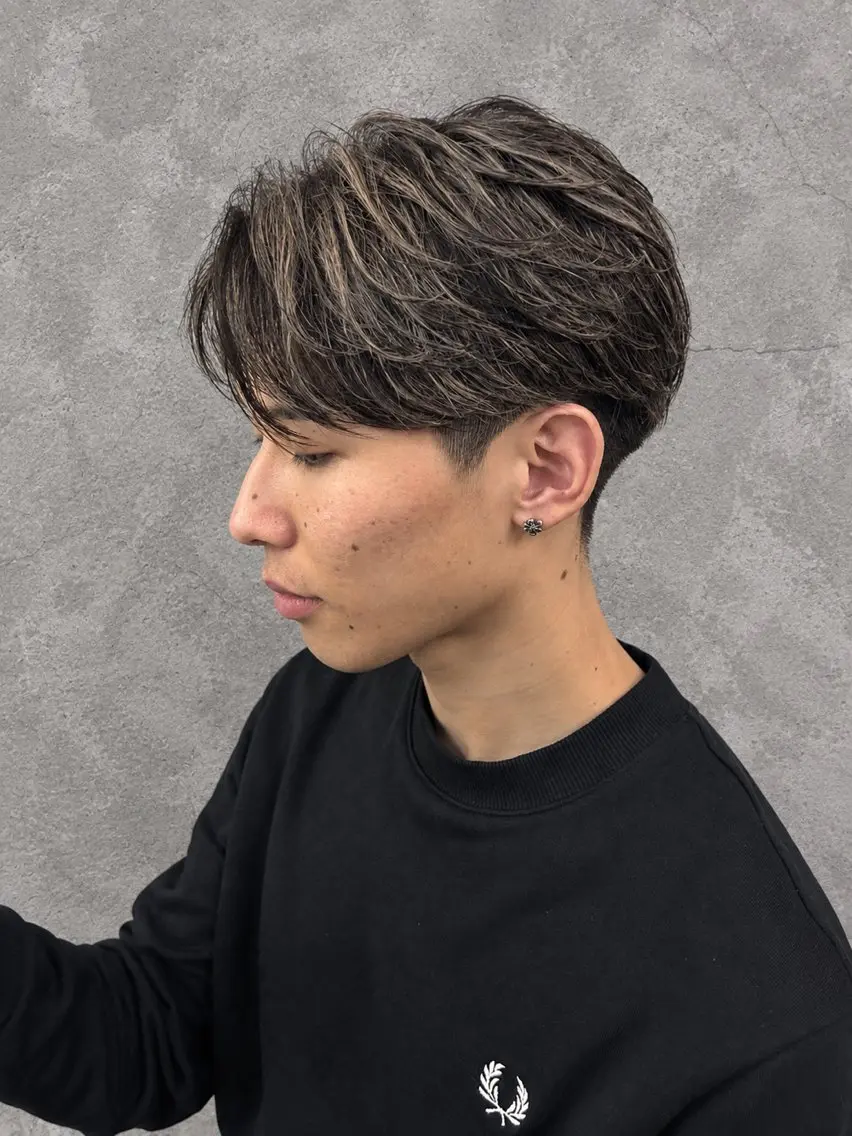 ミディアム カラー パーマ メンズ カット パーマ 小塚 悠雅のヘアスタイル