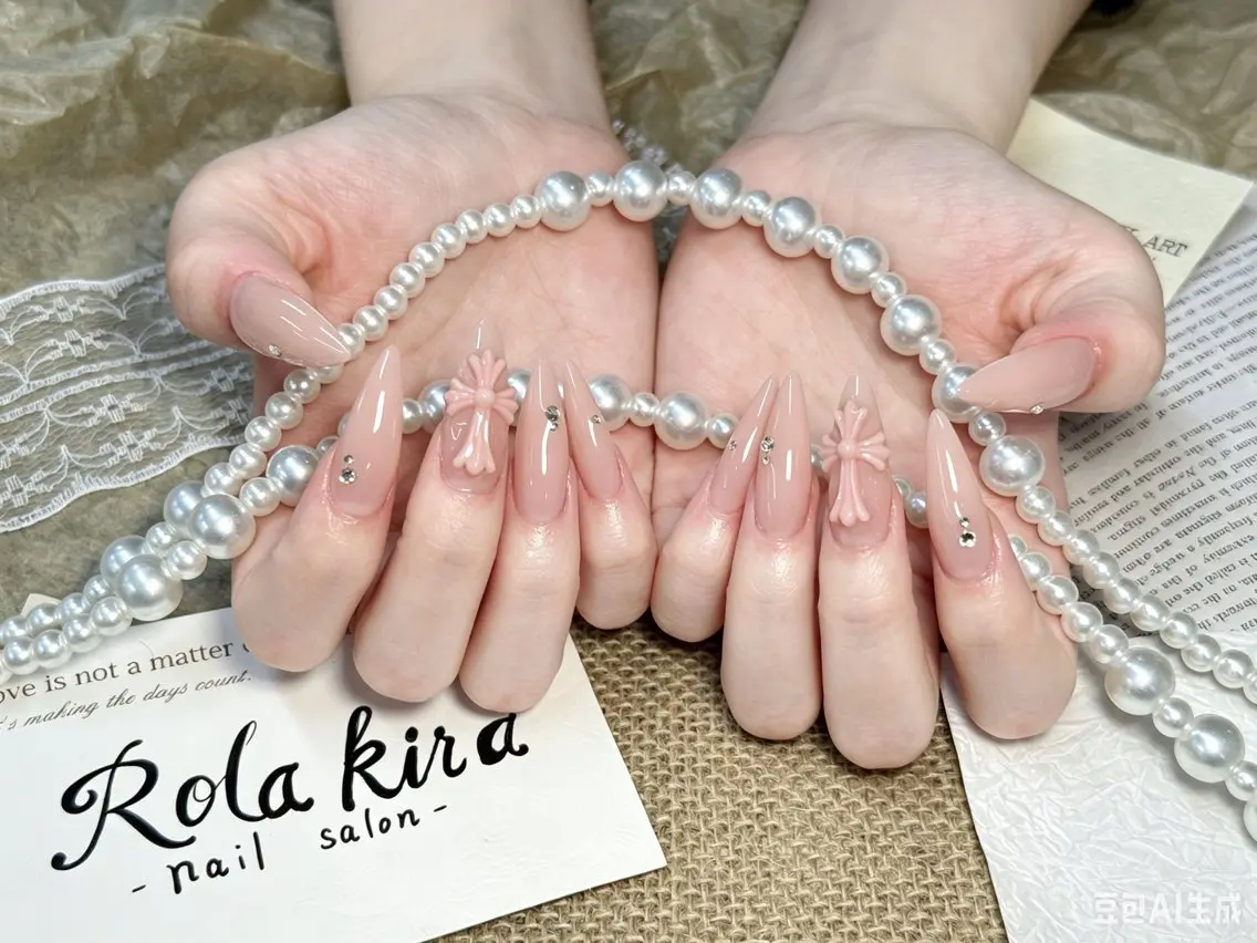 ロング 韓国風ヘア ハンドネイル Rola kira 麗のネイルデザイン