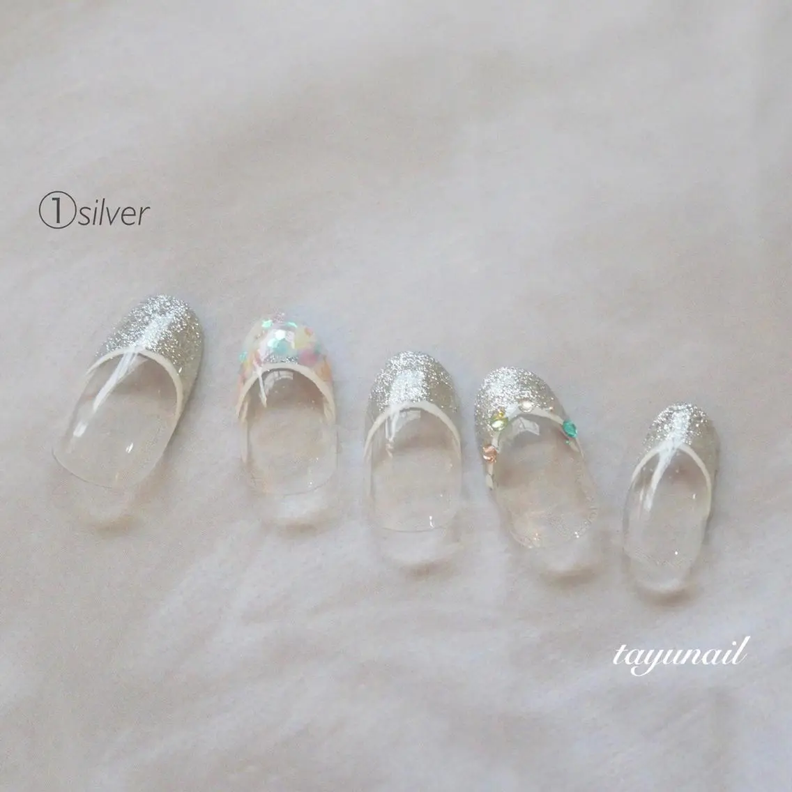 ネイル アートネイル ブルー フットネイル フレンチネイル キラキラネイル ネイルサロン 【たゆnail】のネイルデザイン