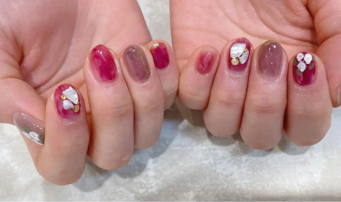 ネイル フラワーネイル ニュアンスネイル JurerEye☆ Marikoのネイルデザイン
