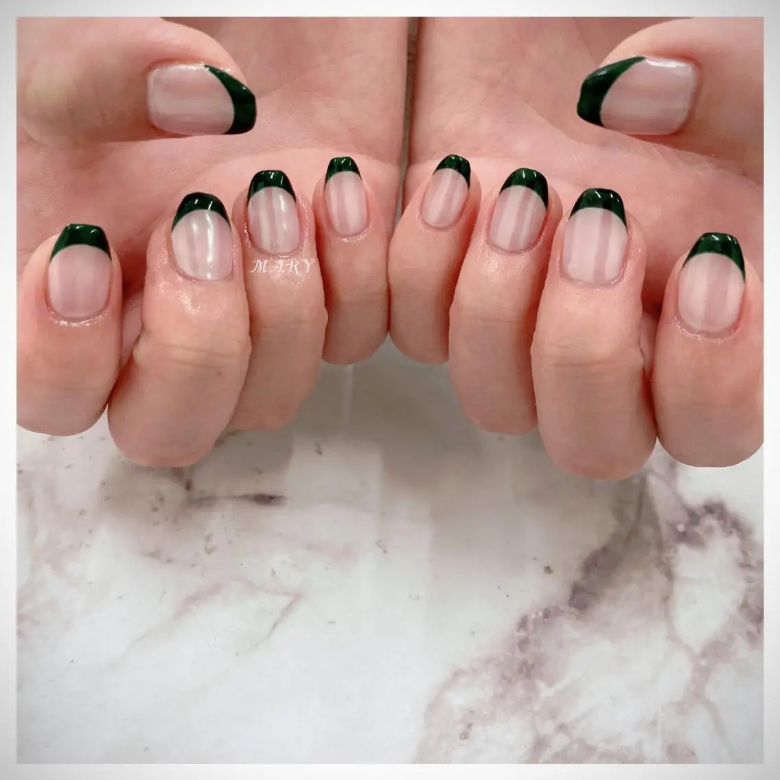 ネイル オーロラネイル フレンチネイル ニュアンスネイル オフィスネイル ワンカラーネイル ハンドネイル Mary nail .narumiのネイルデザイン