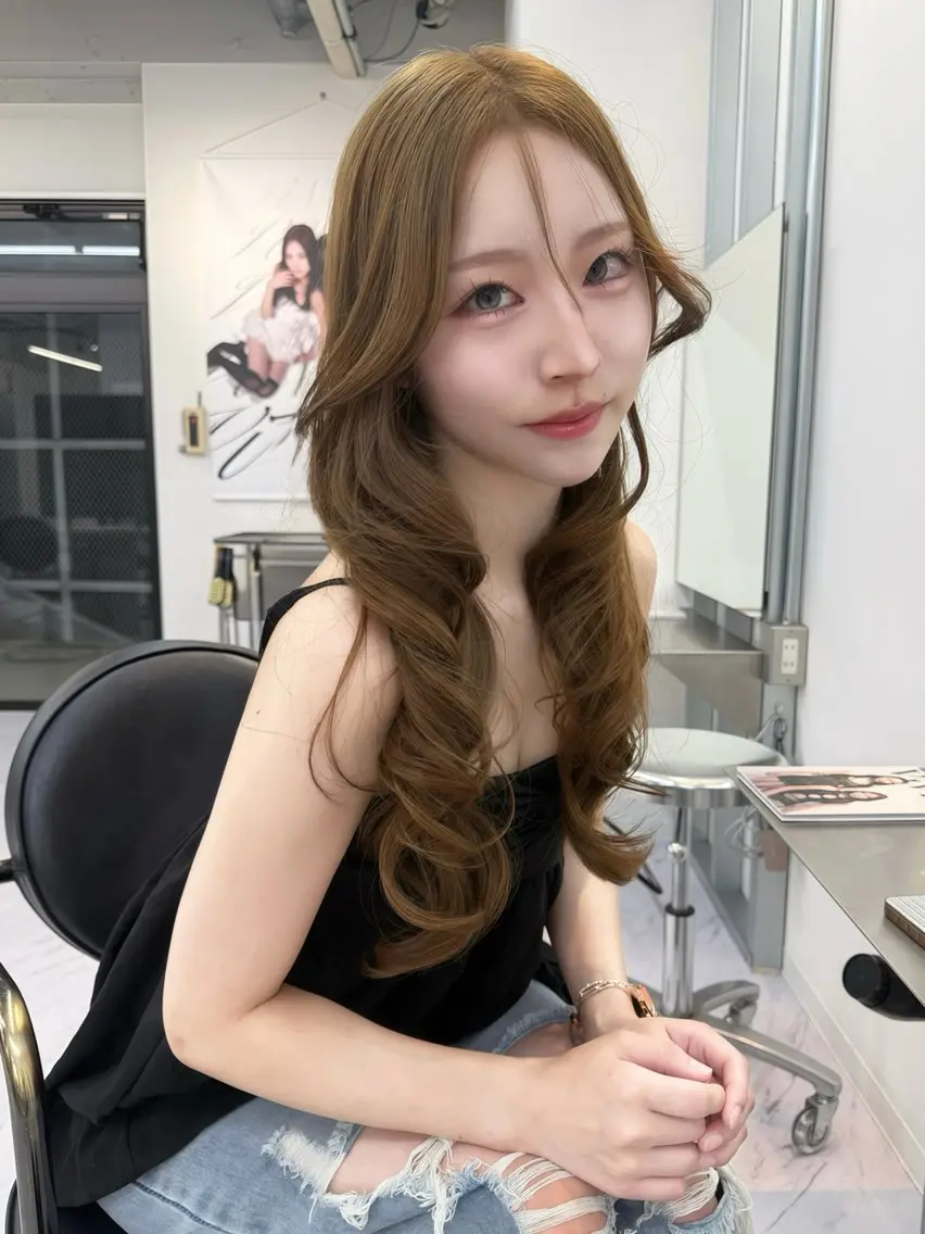 ロング カラー カット ヘアカラー トリートメント ヘアセット Rita/髪質改善/ ブリーチなしWカラーのヘアスタイル
