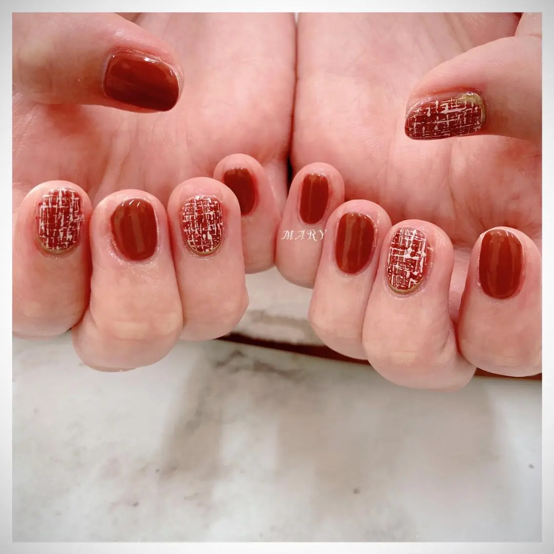 ネイル ニュアンスネイル ワンカラーネイル ツイードネイル ハンドネイル Mary nail .narumiのネイルデザイン