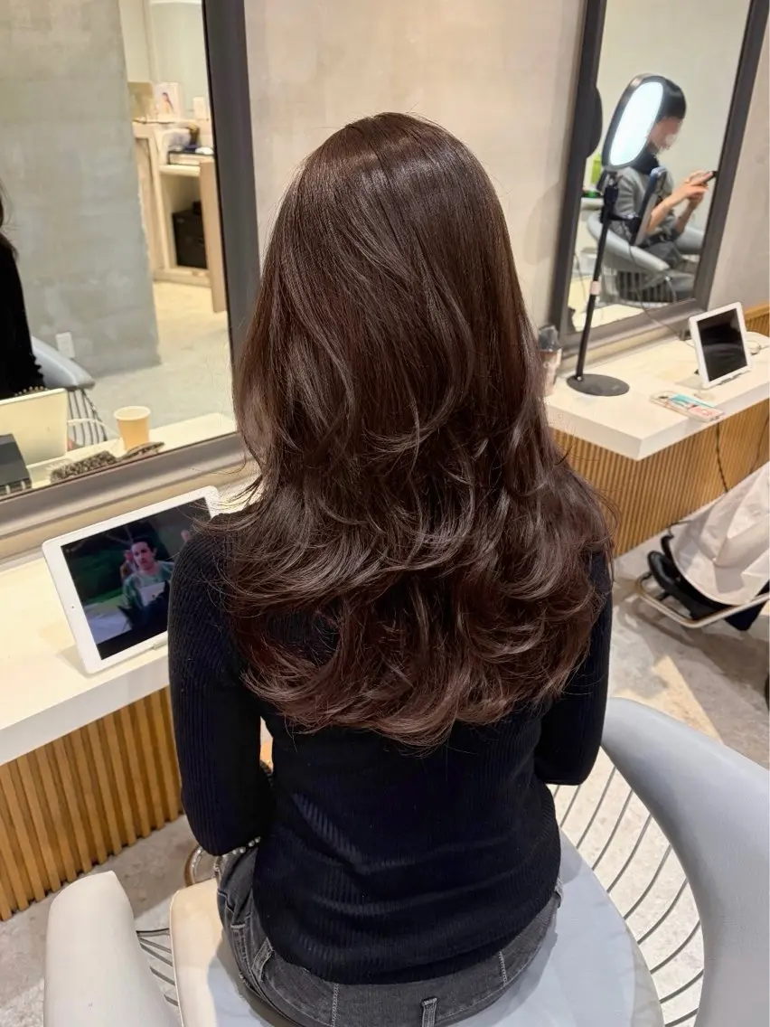 セミロング カラー カット ヘアカラー トリートメント 美髪矯正/レイヤー ベージュ/はるかのヘアスタイル