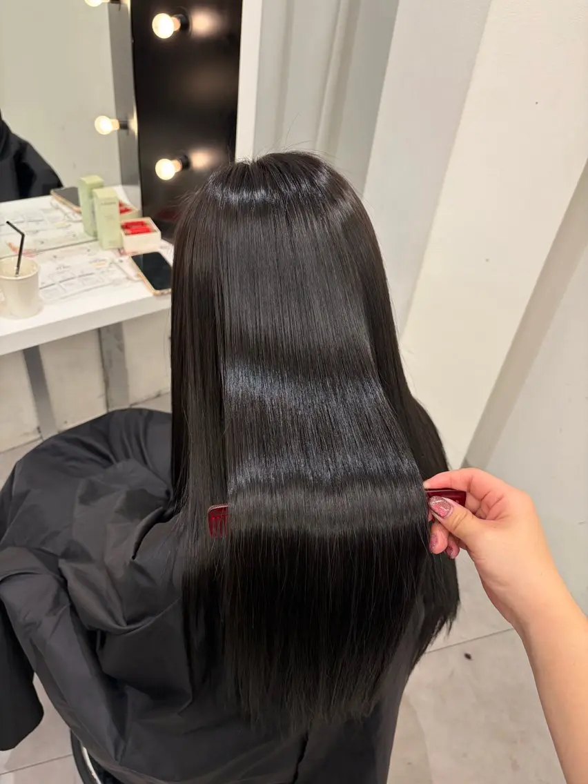 ロング パーマ 縮毛矯正 トリートメント まいか/ カラーモデル様大募集のヘアスタイル