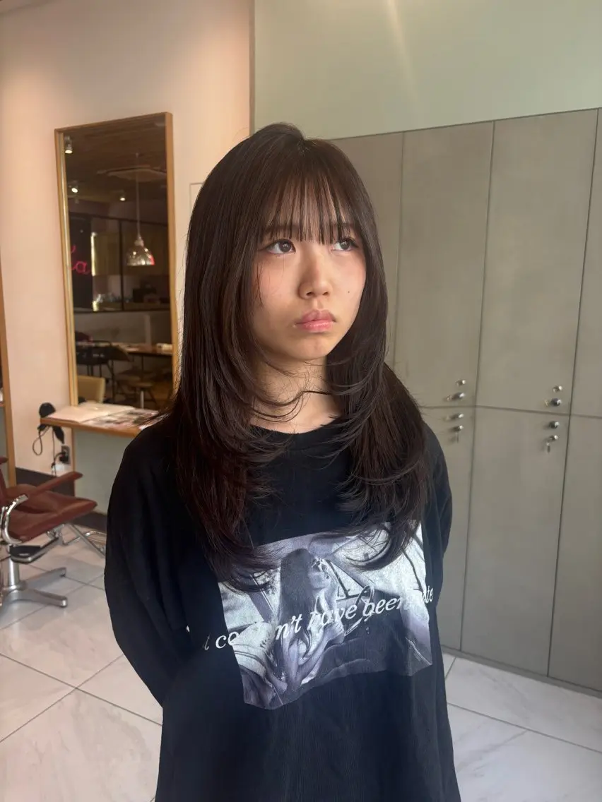セミロング カラー ハッシュカット ️🩵RINKA/ 艶color🩵のヘアスタイル