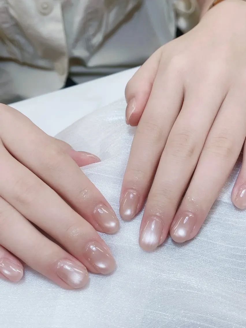 ネイル チークネイル フレンチネイル グラデーション キラキラネイル 韓国ネイル ハンドネイル DUO   MI nail salonのネイルデザイン