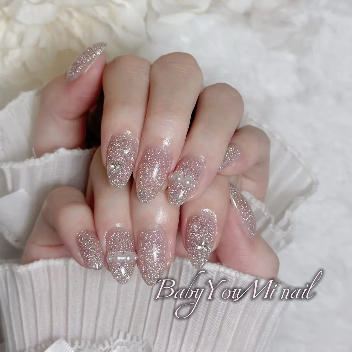 ネイル オーロラネイル チークネイル 成人式 フットネイル フレンチネイル ハンドネイル BabyYouMi nailのネイルデザイン