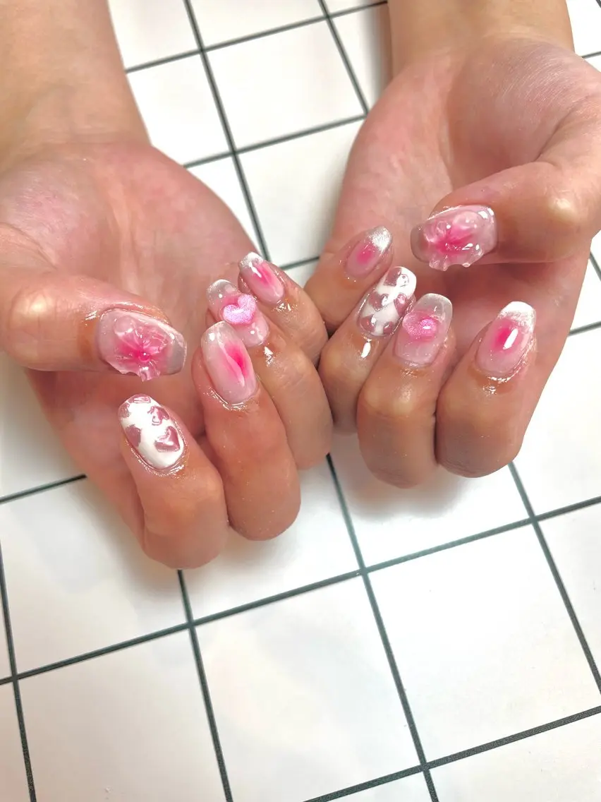 ネイル ハート ピンク nail salon POPPYのネイルデザイン