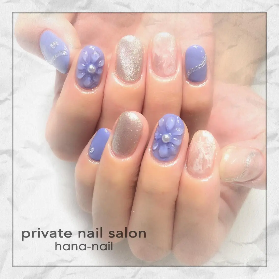 ネイル アートネイル フラワーネイル マグネットネイル ぷっくりネイル Kao hana-nailのネイルデザイン