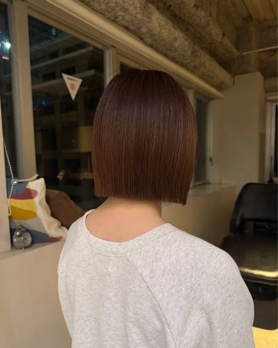 ミディアム ボブ 韓国風ヘア ブリーチカラー /大阪 梅田/凜花のヘアスタイル