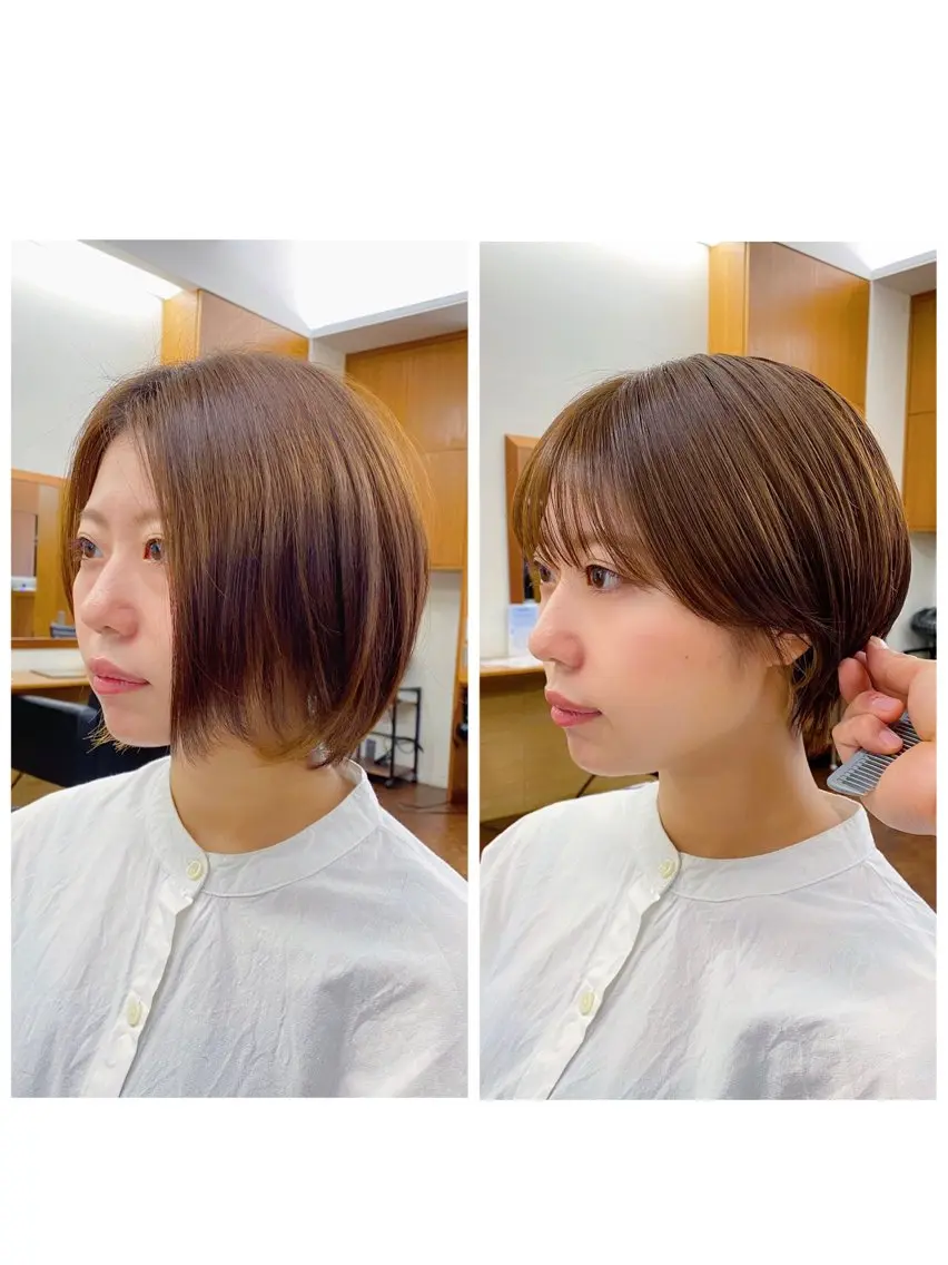 ショート カラー カット ヘアカラー トリートメント 似合わせレイヤー/ ケアパーマ/高倉のヘアスタイル