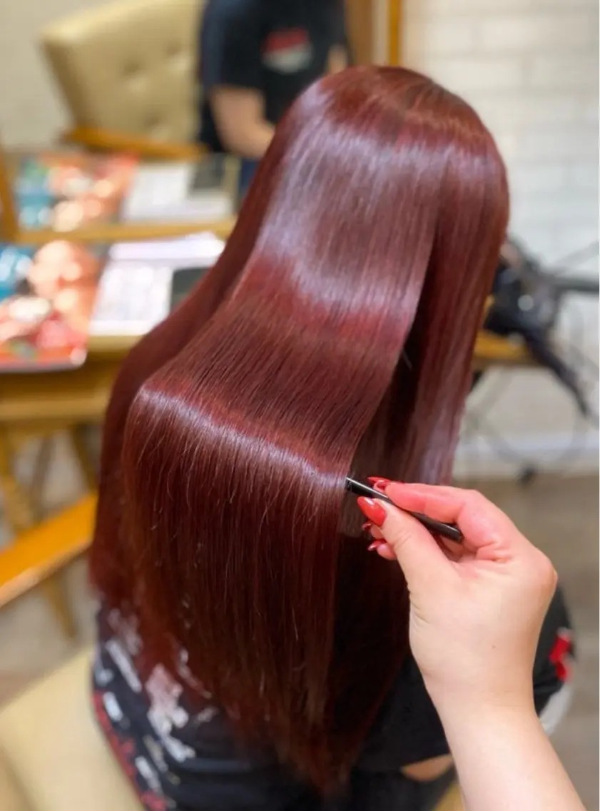 ロング カラー ブリーチ ブラウンカラー ダブルカラー ブリーチなしカラー レッドカラー ✨🐣小池 ひな🐣✨のヘアスタイル