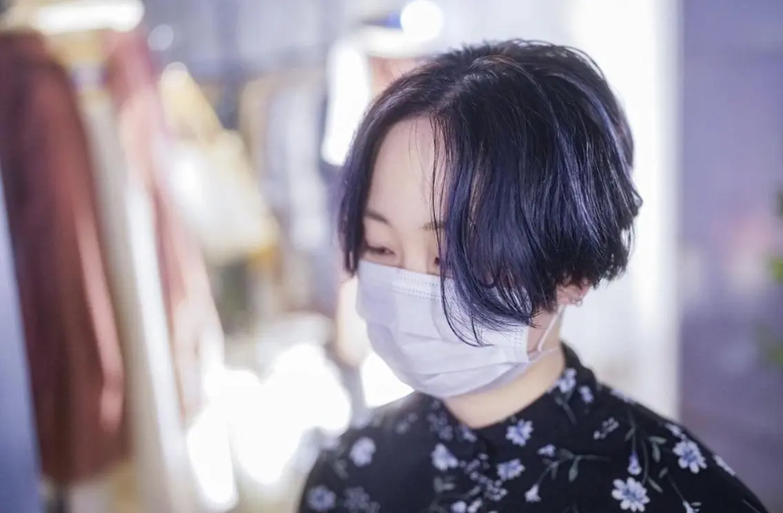 ショート カラー バレイヤージュ ブリーチ ケアブリーチ ダブルカラー パープルカラー 安藤悠里/ハイトーン /デザインカラーのヘアスタイル