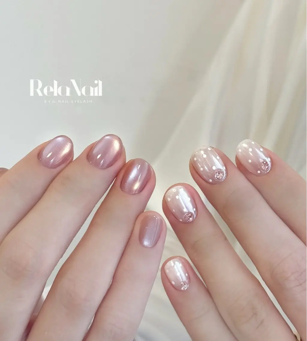 ネイル チークネイル 長さ出し フレンチネイル ガーリー 韓国ネイル ハンドネイル Sun Nail 池袋のエステ・リラクイメージ