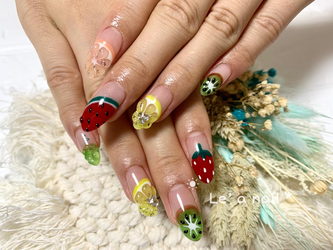 セミロング カラー ネイル Le’a NailSalonのネイルデザイン