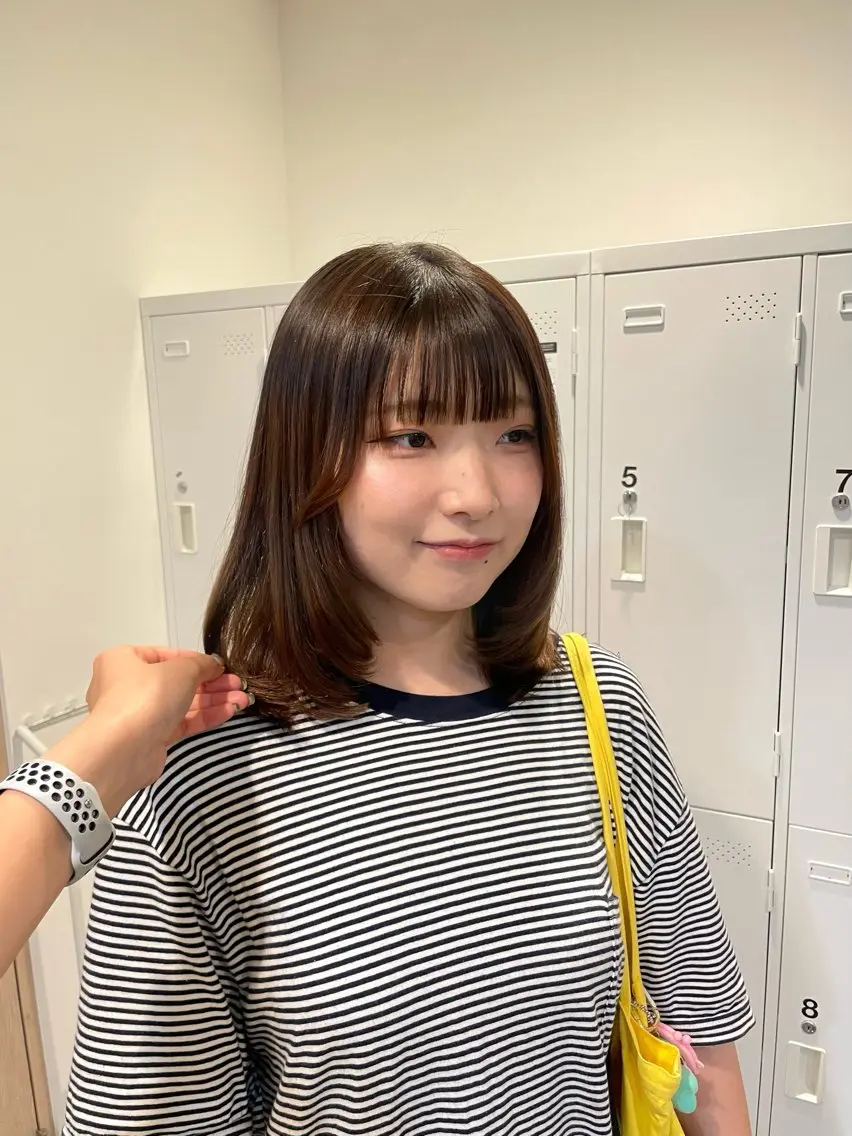 ミディアム カット 縮毛矯正 トリートメント 髪質改善🌱透明感 カラー/MINAMIのヘアスタイル