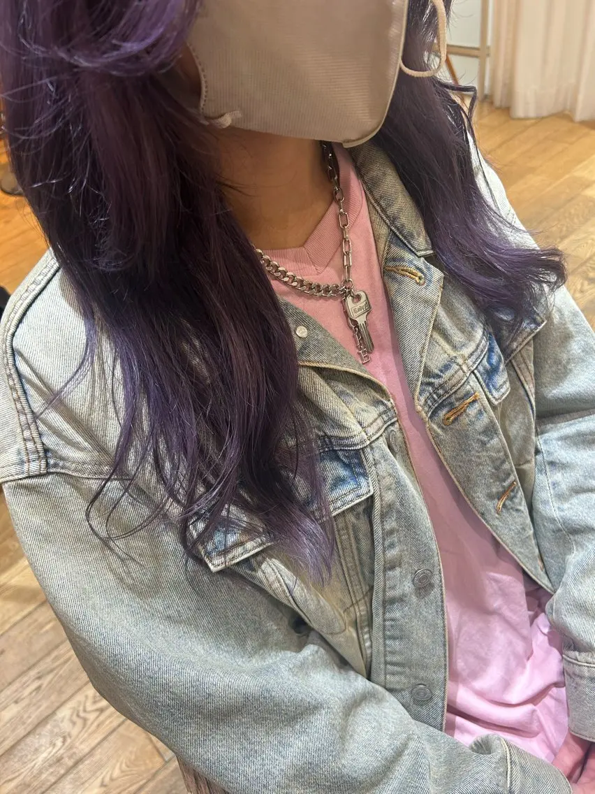 ロング カラー ブリーチ ラベンダーカラー ヘアカラー 透明感カラー/ 艶カラー/ここ🍒のヘアスタイル