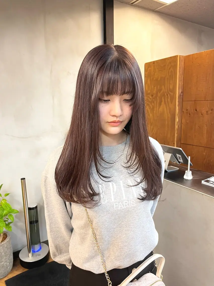 ロング カラー ヘアアレンジ ブリーチ ダブルカラー ブリーチなしカラー 顔まわりレイヤー レイヤーカット ena/ブリーチなし 透明感・レイヤー🎀のヘアスタイル